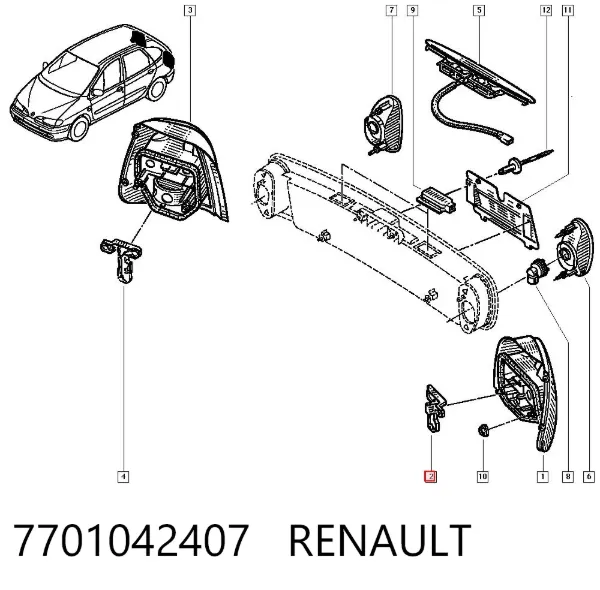 Circuito de contato da luz traseira 7701042407 Renault (RVI)