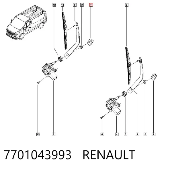 Tampão de porca de fixação do braço dianteiro de limpador de pára-brisa 7701043993 Renault (RVI)
