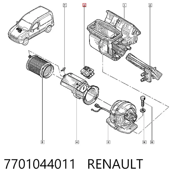 Resistor (resistência) de ventilador de forno (de aquecedor de salão) 7701044011 Renault (RVI)