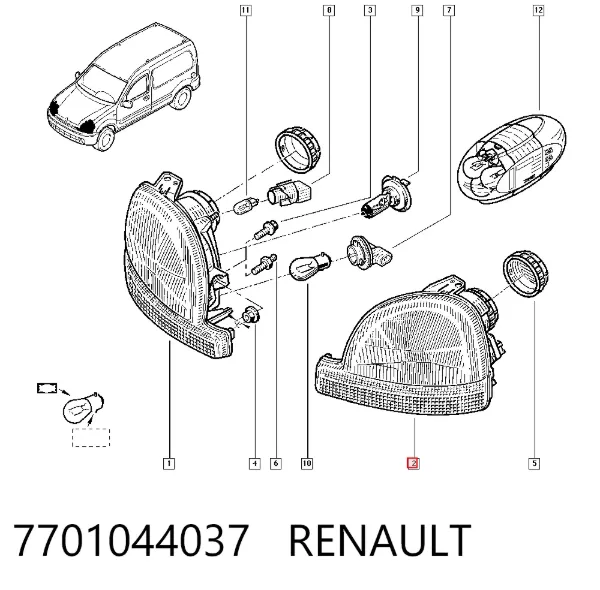 Luz esquerda 7701044037 Renault (RVI)