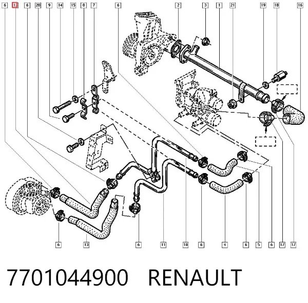 Mangueira (cano derivado) do radiador de esfriamento superior 7701044900 Renault (RVI)