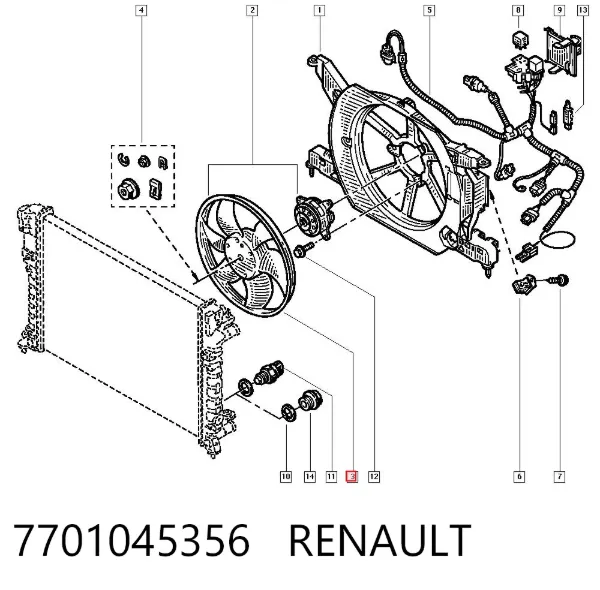 Motor de ventilador do sistema de esfriamento 7701045356 Renault (RVI)