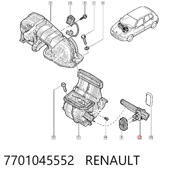 Radiador de forno (de aquecedor) 7701045552 Renault (RVI)