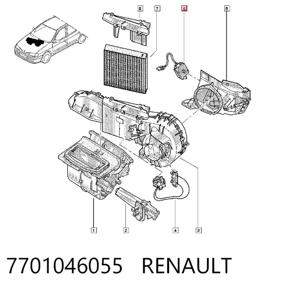 Acionamento de comporta de forno 7701046055 Renault (RVI)