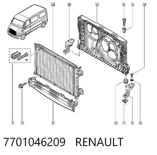 Radiador de esfriamento de motor 7701046209 Renault (RVI)