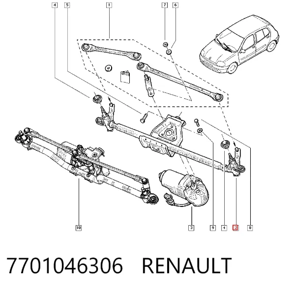 Trapézio de limpador pára-brisas Renault Clio SYMBOL