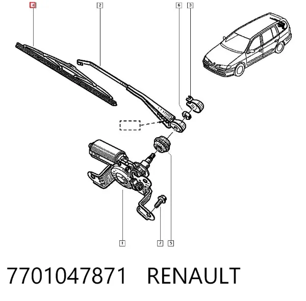 Limpa-pára-brisas de vidro traseiro 7701047871 Renault (RVI)