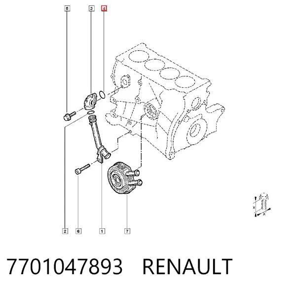Flange do sistema de esfriamento (união em T) 7701047893 Renault (RVI)