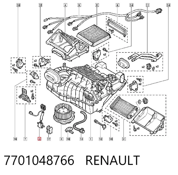 Resistor (resistência) de ventilador de forno (de aquecedor de salão) 7701048766 Renault (RVI)