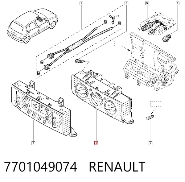 Unidade de controlo dos modos de aquecimento/condicionamento Renault Clio II