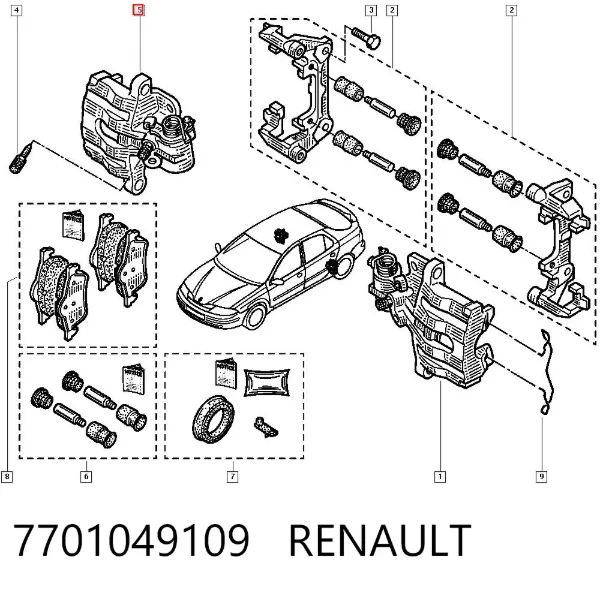 Suporte do freio traseiro direito 7701049109 Renault (RVI)