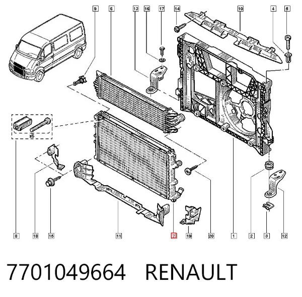 Radiador de esfriamento de motor 7701049664 Renault (RVI)