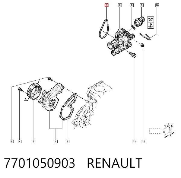 Vedante de caixa do termostato 7701050903 Renault (RVI)