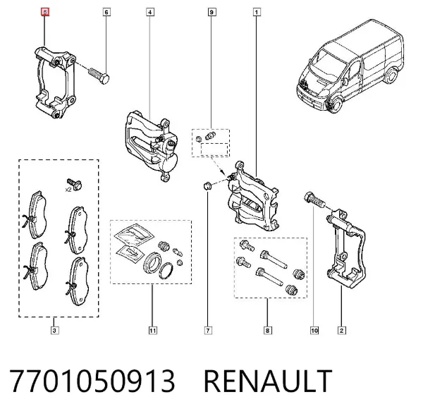 Braçadeira do freio de suporte dianteiro 7701050913 Renault (RVI)