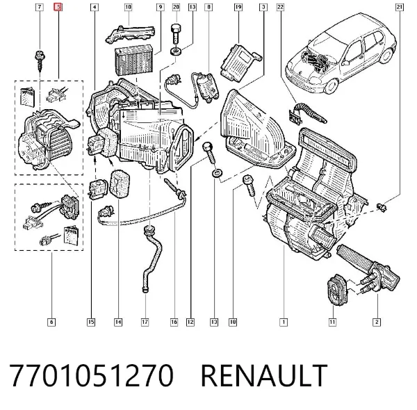 Motor de ventilador de forno (de aquecedor de salão) 7701051270 Renault (RVI)
