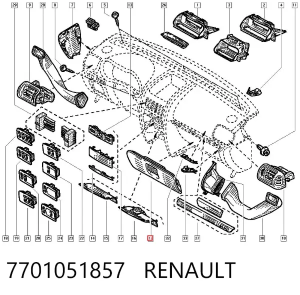 Tampa da caixa para luvas (porta-luvas) 7701051857 Renault (RVI)