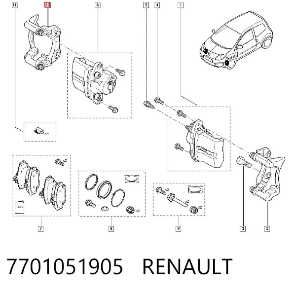 Braçadeira do freio de suporte dianteiro 7701051905 Renault (RVI)