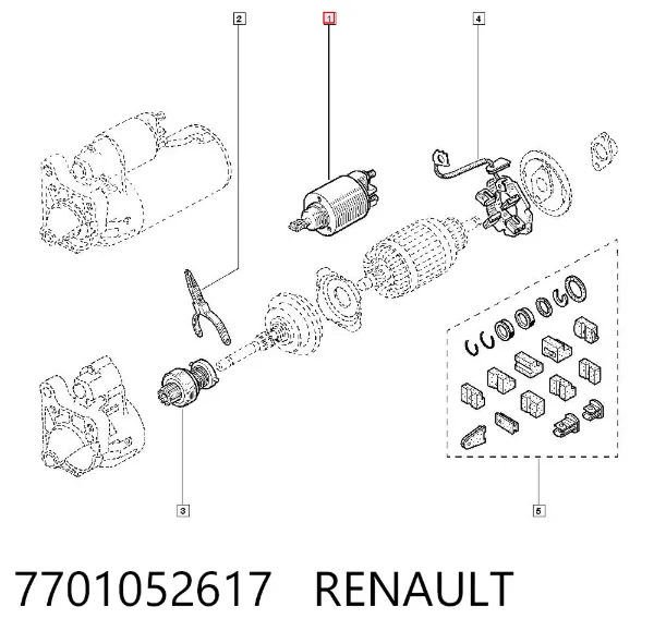Relê retrator do motor de arranco 7701052617 Renault (RVI)