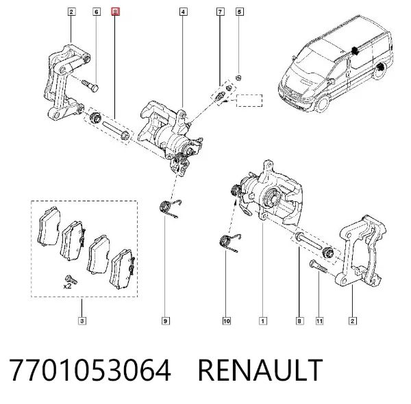Guia de suporte traseiro 7701053064 Renault (RVI)