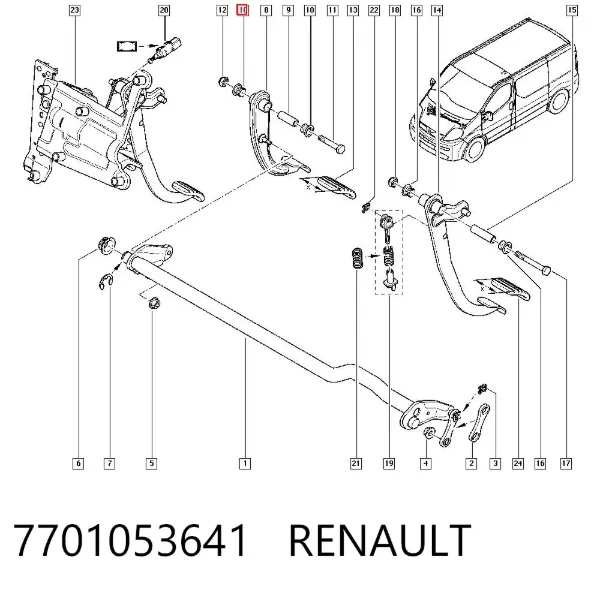 Bucha do eixo de pedal de embraiagem 7701053641 Renault (RVI)