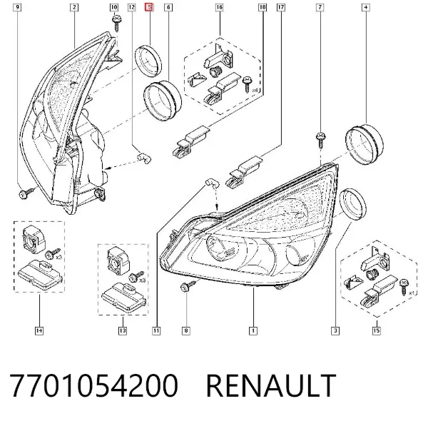 Tampa das luzes traseiras 7701054200 Renault (RVI)