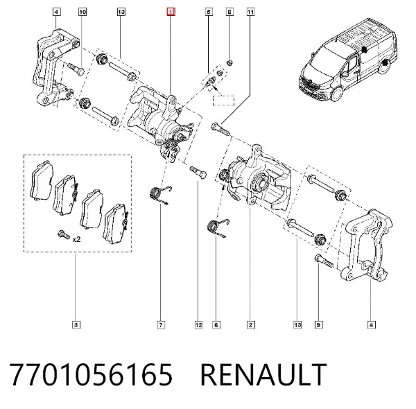 Suporte do freio traseiro direito 7701056165 Renault (RVI)