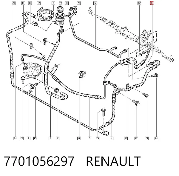Vedante anular de tubo da Direção hidrâulica assistida 7701056297 Renault (RVI)