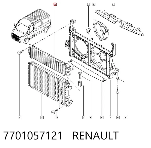 Radiador de intercooler 7701057121 Renault (RVI)