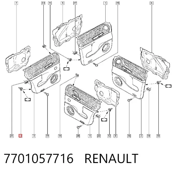 Cápsula (prendedor) de fixação de revestimento da porta 7701057716 Renault (RVI)