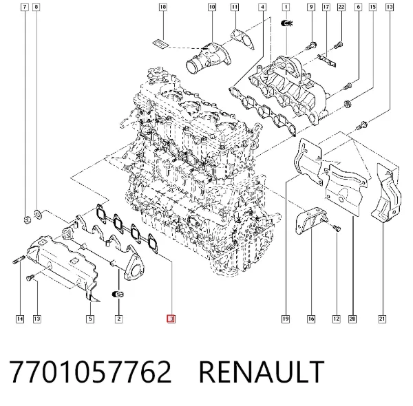 Vedante de tubo coletor de escape 7701057762 Renault (RVI)