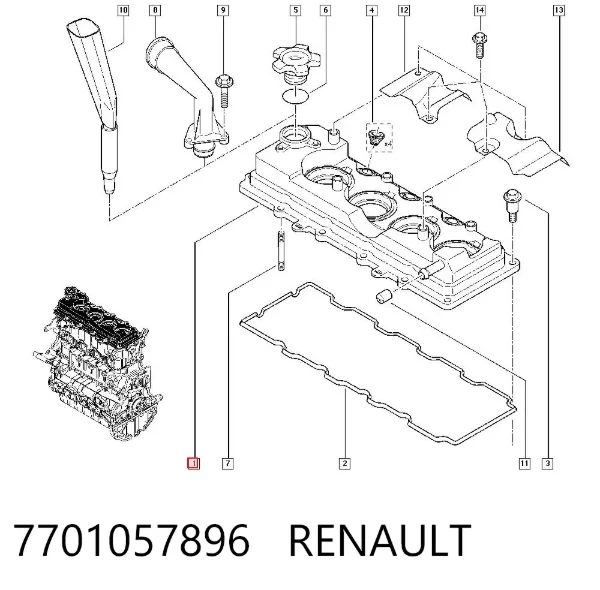 Tampa de válvulas 7701057896 Renault (RVI)