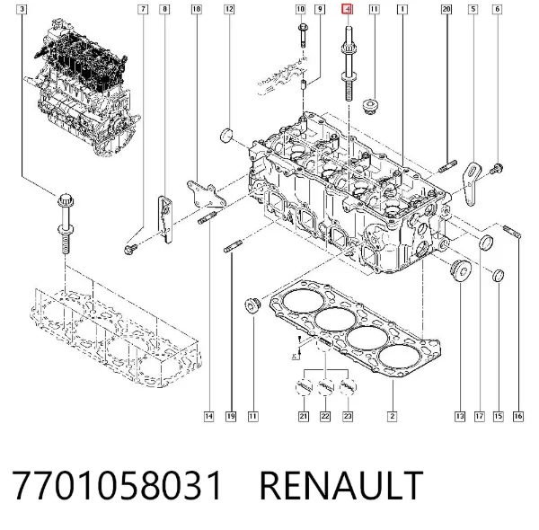 Parafuso de cabeça de motor (CBC) 7701058031 Renault (RVI)