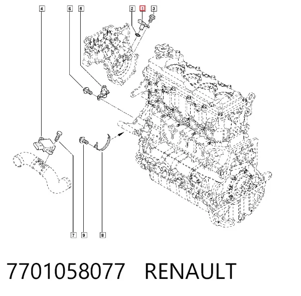Sensor de posição da árvore distribuidora 7701058077 Renault (RVI)