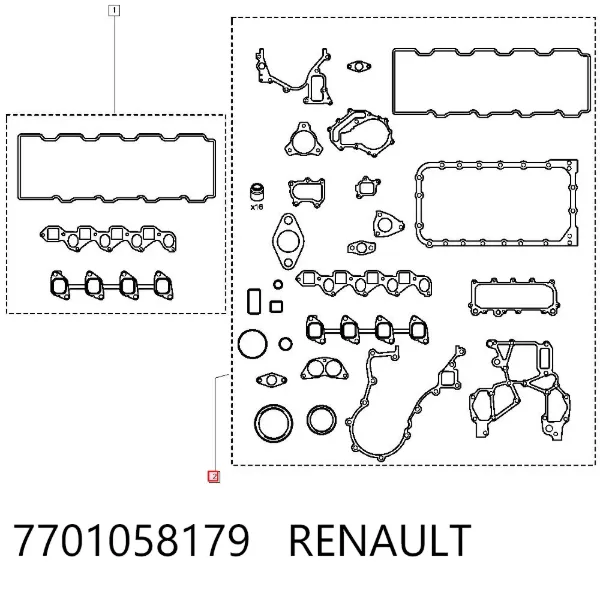 Kit de vedantes de motor completo 7701058179 Renault (RVI)