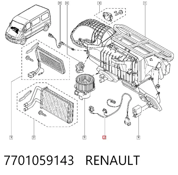 Cabo de motor de forno 7701059143 Renault (RVI)