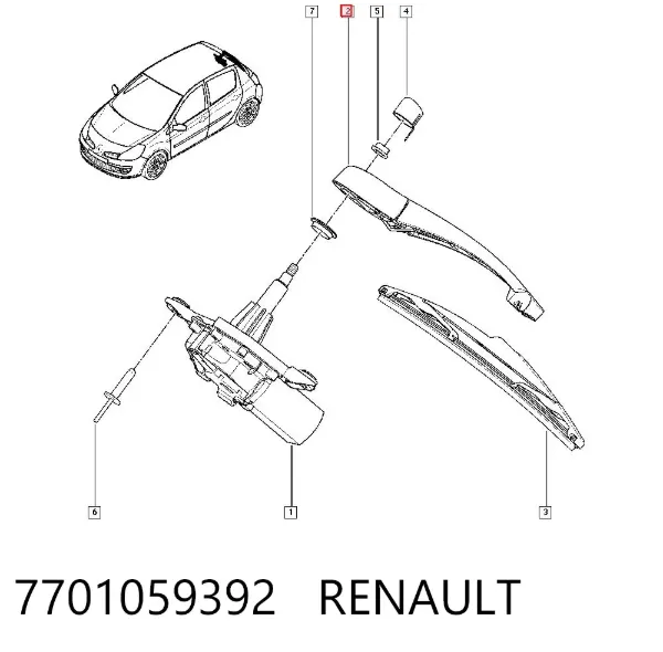Braço de limpa-pára-brisas de vidro traseiro 7701059392 Renault (RVI)
