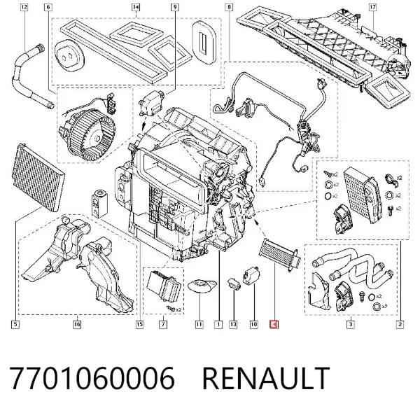 Aquecedor elétrico de ar do sistema de calefacção de salão 7701060006 Renault (RVI)
