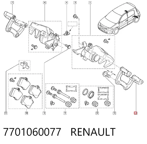 Braçadeira do freio de suporte traseiro 7701060077 Renault (RVI)