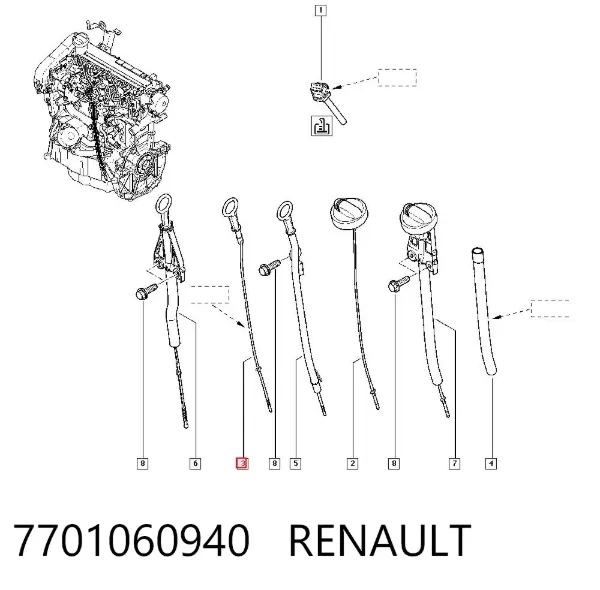 Sonda (indicador) do nível de óleo no motor 7701060940 Renault (RVI)