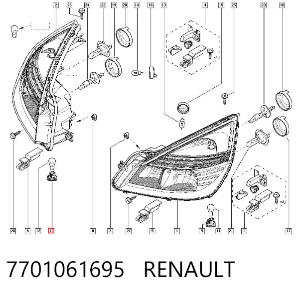 Circuito de contato da luz traseira 7701061695 Renault (RVI)