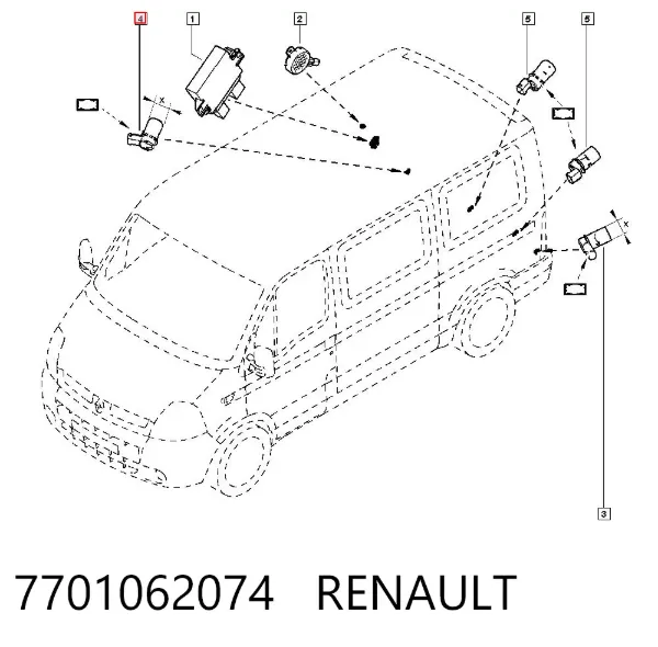 Sensor traseiro de sinalização de estacionamento (sensor de estacionamento) 7701062074 Renault (RVI)
