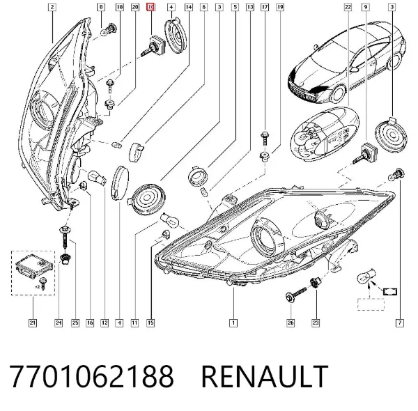 Lâmpada de xénon 7701062188 Renault (RVI)