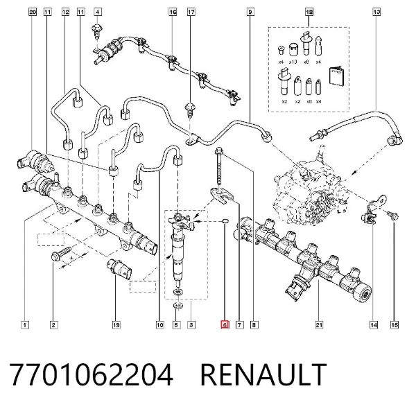 Vedante anular de tubo de ligação de retorno de mangueira do injetor 7701062204 Renault (RVI)