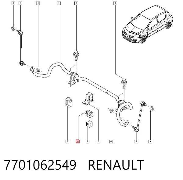 Bucha de estabilizador dianteiro 7701062549 Renault (RVI)