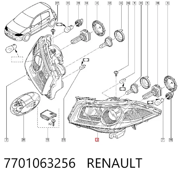 Luz esquerda 7701063256 Renault (RVI)