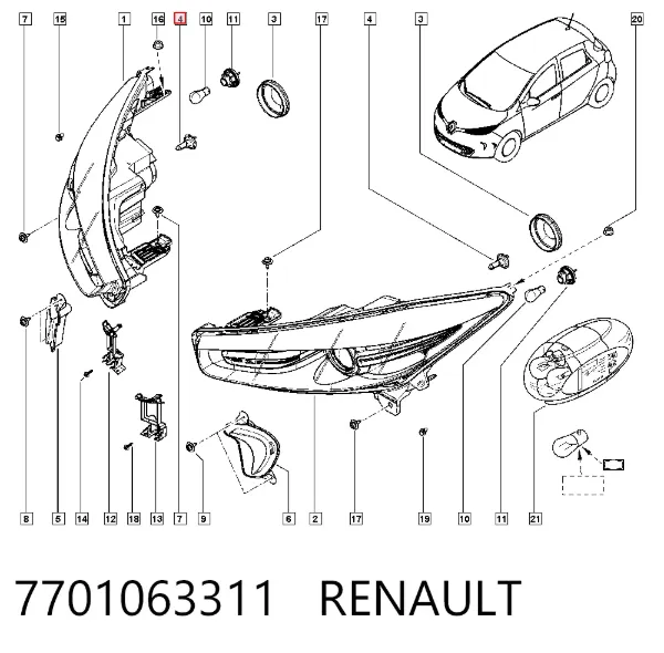 Lâmpada halógena 7701063311 Renault (RVI)