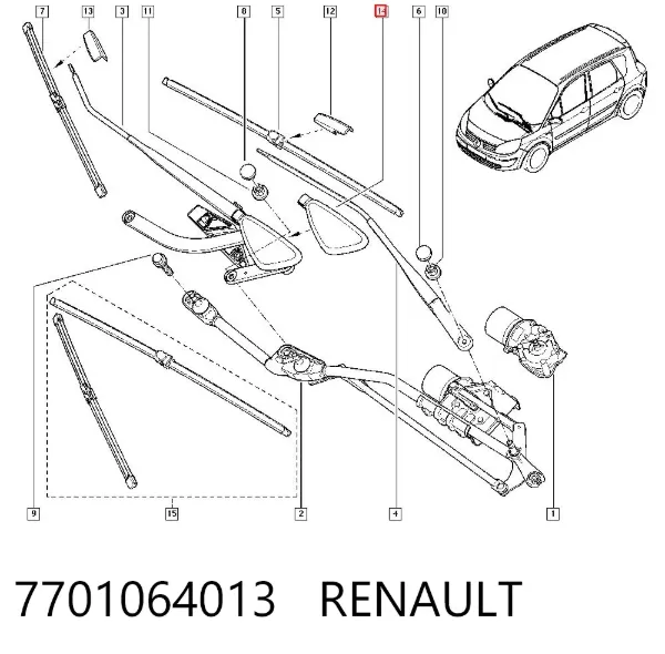 Tampa do braço de limpador pára-brisas 7701064013 Renault (RVI)