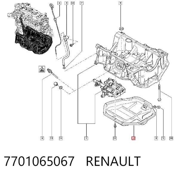 Panela de óleo de cárter do motor, parte inferior 7701065067 Renault (RVI)