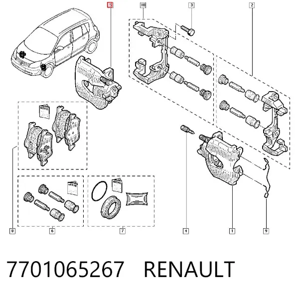 Suporte do freio dianteiro direito 7701065267 Renault (RVI)