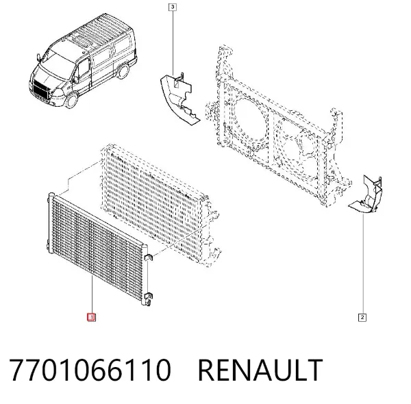 Radiador de aparelho de ar condicionado 7701066110 Renault (RVI)